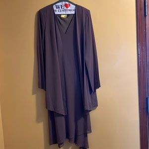 Adrianna Papell- Dress in brown with sequins details on sleeves.  100%Polyester